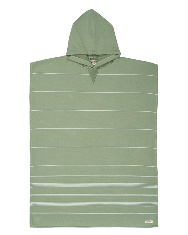 Classic Stripe Hooded Poncho - Hedge Green