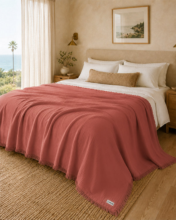 Lara Terracotta - Muslin Blanket - King
