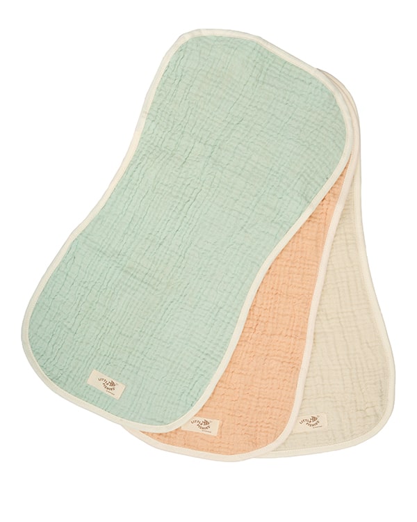 Little Fishies Gauze Burping Cloth Bundle - 3 Pack - Seafoam / Peach Fuzz / Natural
