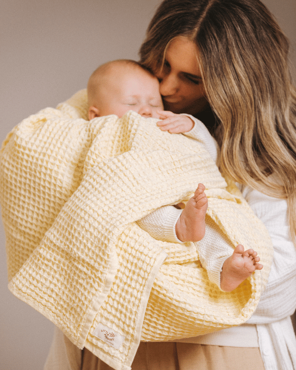 Little Fishies Waffle Blanket - Butter