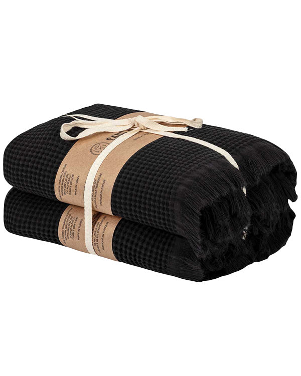 Micro Waffle XL Bath Bundle - 2 Pack - Black